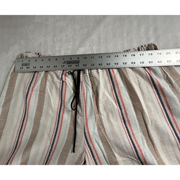 Cynthia Ashby Baggie Stripe Linen Pants Coral Size 1 Elastic Waist Relaxed New - Picture 7 of 11